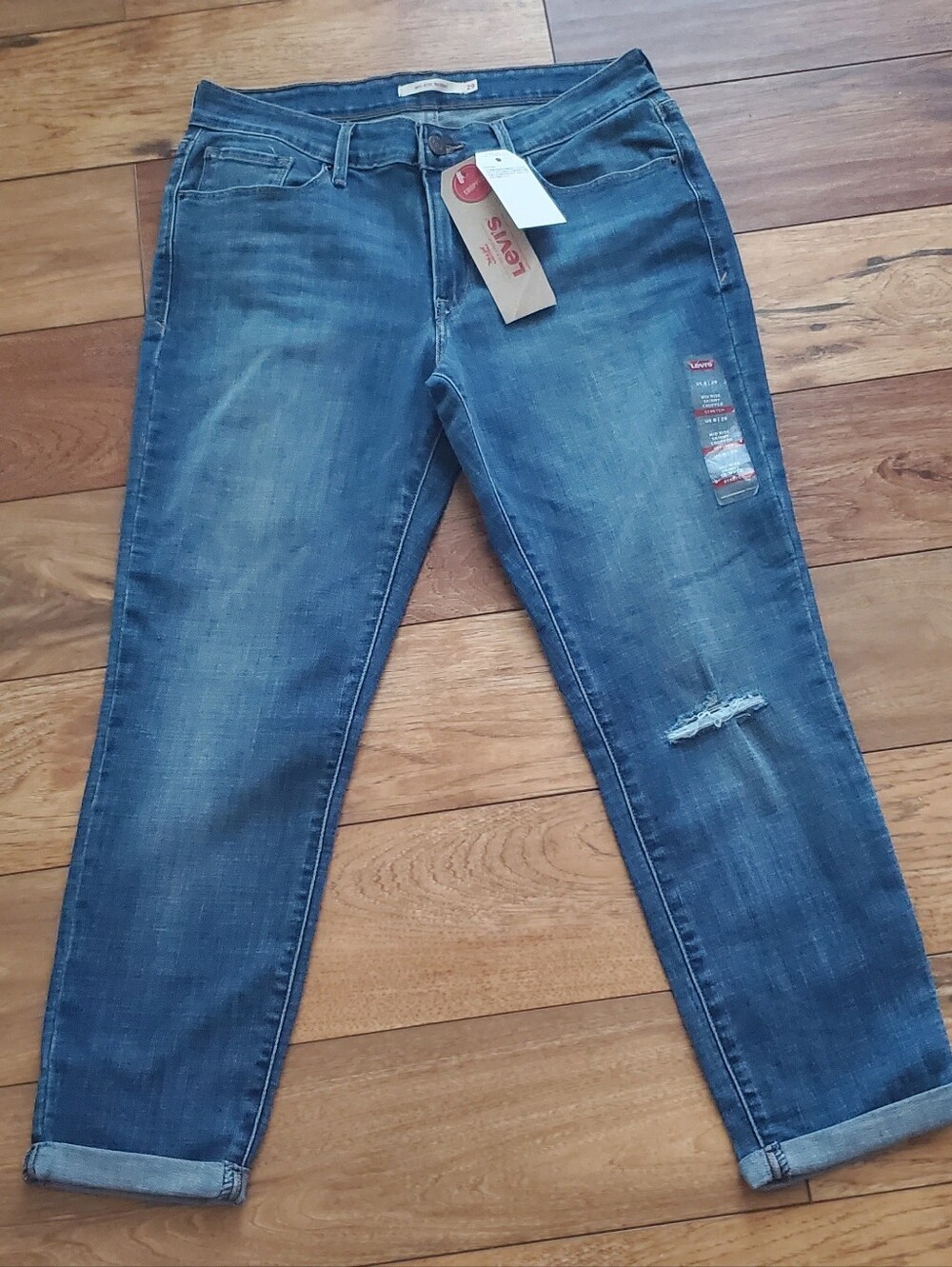 Levi's Women's Medium Blue Distressed Boyfriend Jeans